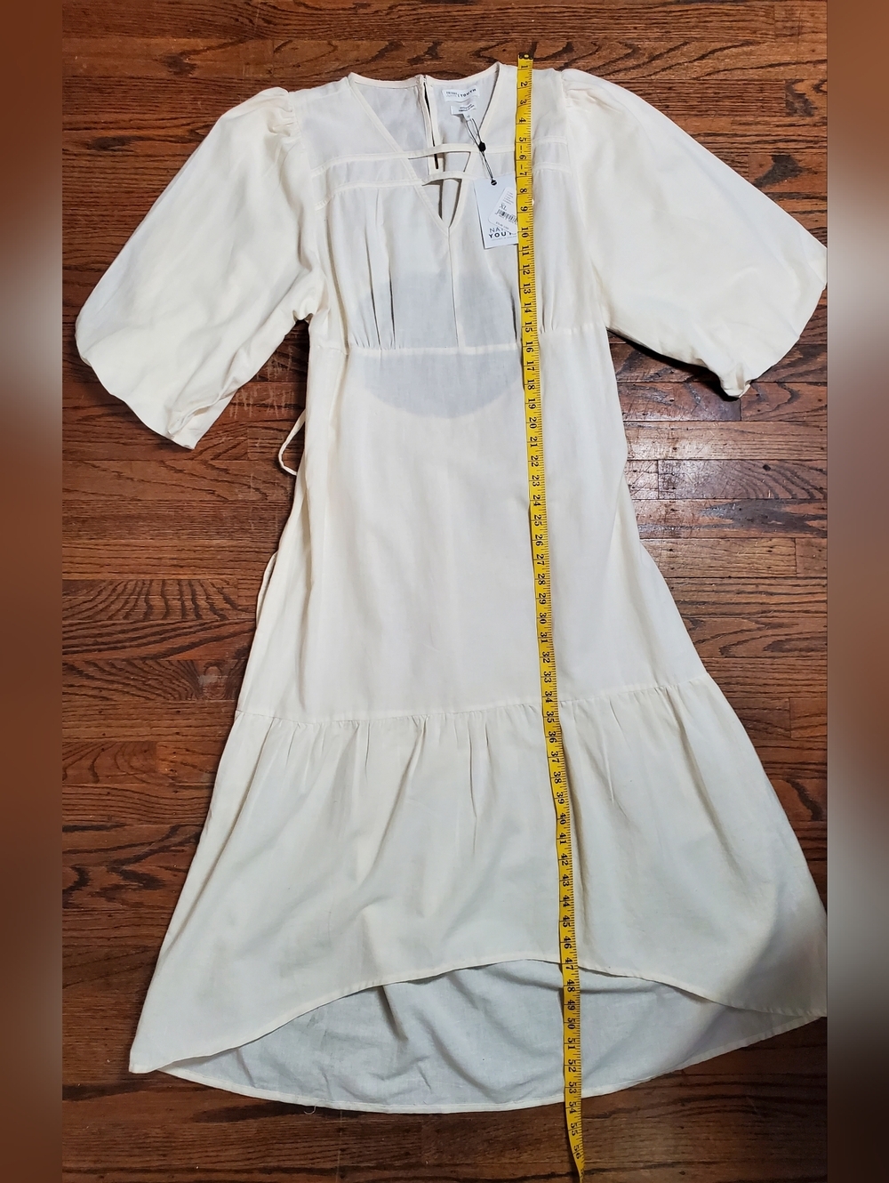 Free People By Native Youth NWT Folunce Open Back Linen Dress Cream Size XL - Picture 10 of 14